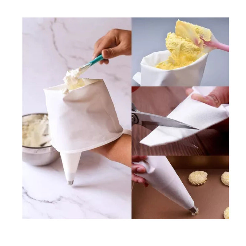 Pack X3 Mangas Pasteleras Profesional Mangas De Telas 40cm Blanco