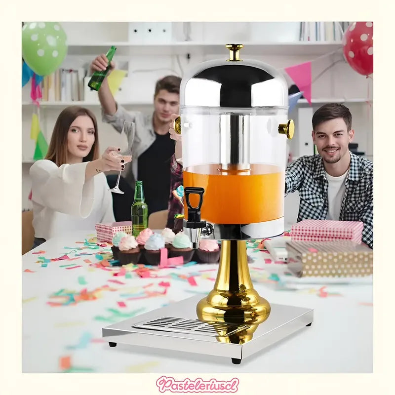 Dispensador De Bebidas Transparente Máquina Expendedora 8l Dispensadores Bandeja De Goteo Desmontable Para Fiestas Bodas... Plateado Con Dorado