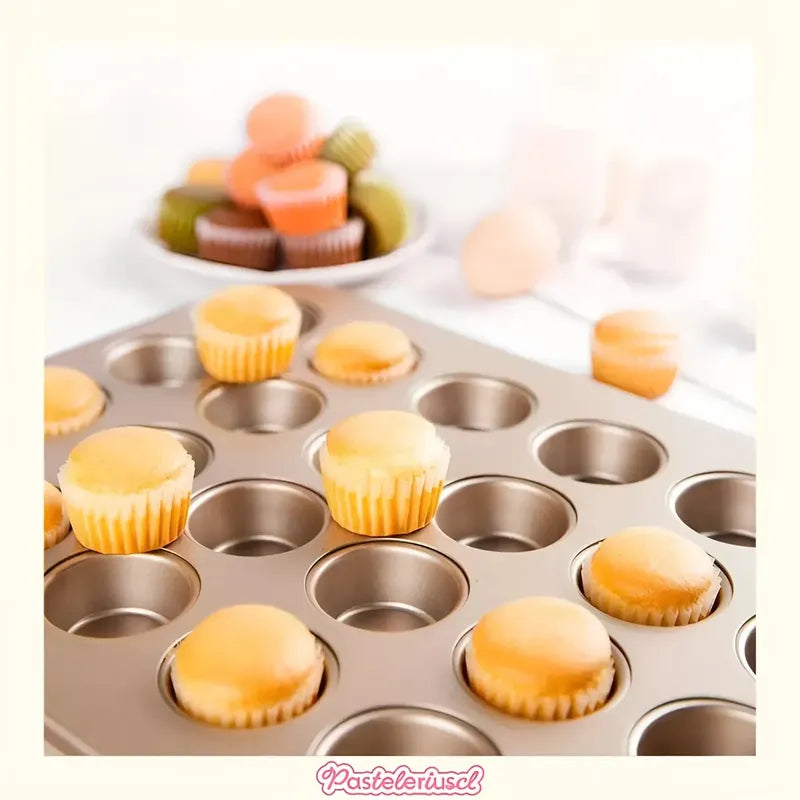Moldes 24 Cupcakes Molde Mini Muffins Moldes Reposteria Bandeja Para Magdalenas Utensilio De Repostería Para Cupcakes... Dorado