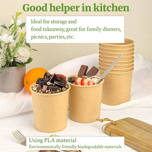Set X50 Potes Contenedor De Alimentos Pote Kraft C/tapa 26oz