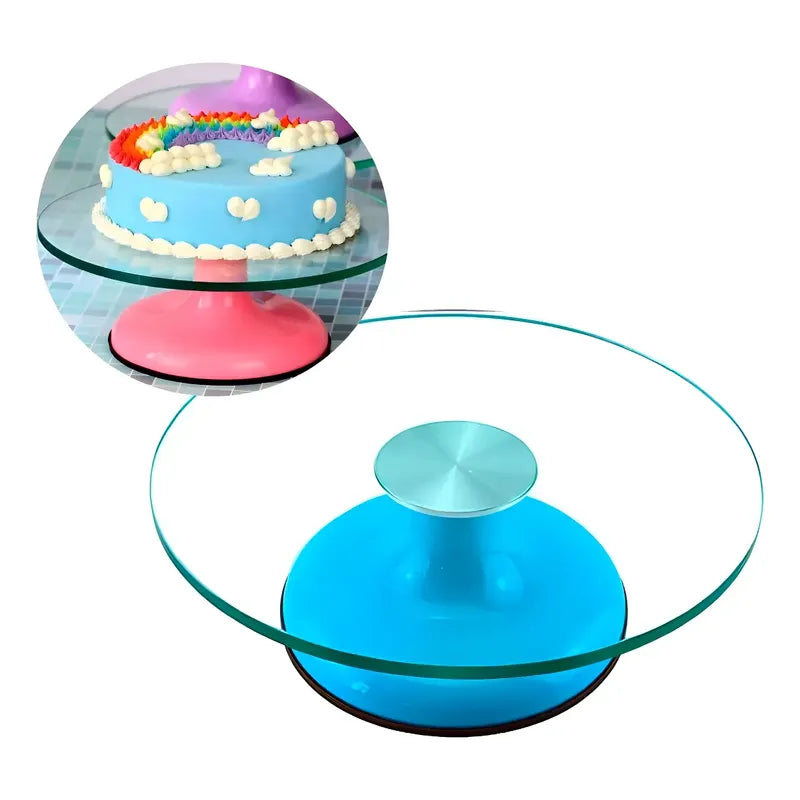 Base Giratoria Tortas Plato Azul Giratorio Base Vidrio 30cm Porta Cupcakes Base Para Torta Plato Giratorio Alzadores Torta Exhibición Bases Para Tortas Soporte Decoracion Porta Queques Pasteleriuscl