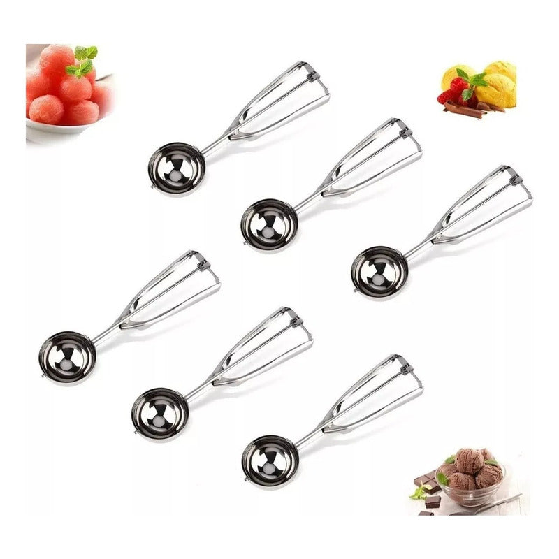 Pack X6 Cucharas Helado Cuchara Helado Cuchara De Helado 6cm Plateado