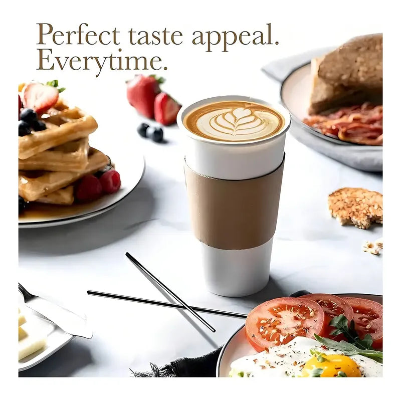 Vaso De Cafe Vasos Vaso Con Tapa Y Manga 16oz 50und Vaso Polipapel 16oz Vasos Para Cafe Vaso Desechable Termico Vaso Polipapel Blanco Vaso Para Bebida Caliente Vaso Chocolate Pasteleriuscl