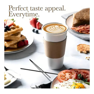 Vaso De Cafe Vasos Vaso Con Tapa Y Manga 16oz 50und Vaso Polipapel 16oz Vasos Para Cafe Vaso Desechable Termico Vaso Polipapel Blanco Vaso Para Bebida Caliente Vaso Chocolate Pasteleriuscl