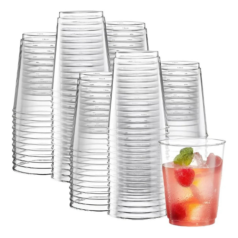 50 Set Vasos Desechables Vaso Grande Vaso Acrilicos 438 Ml Gris