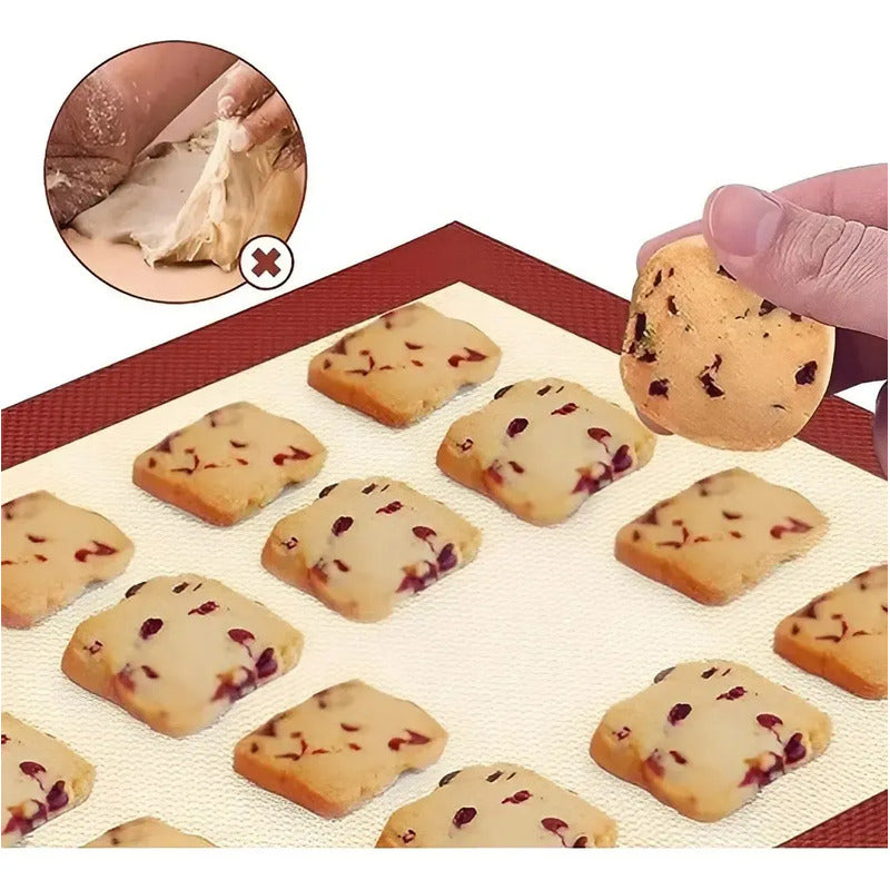 Tapete De Silicona Lamina De Silicona Tapete Horno 30x40cm Lamina De Galletas Alfombrillas Para Hornear Silicona Para... Beige/rojo