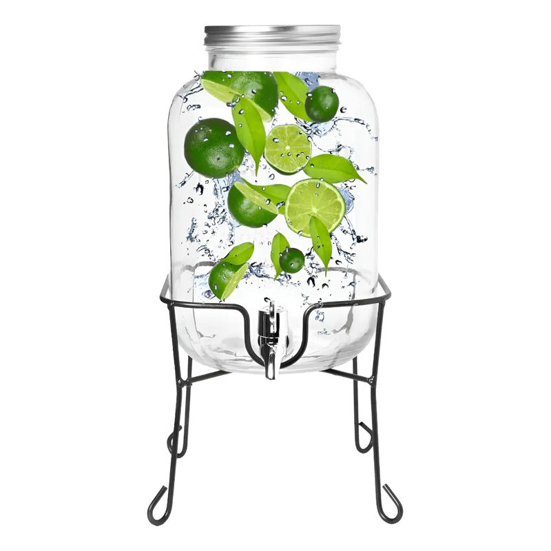Dispensador De Jugo Con Atril Dispensadores Bebidas Tarro 4l Transparente