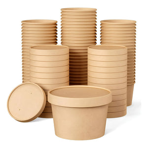 Set X100 Potes Contenedor De Alimentos Pote Kraft C/tapa 8oz