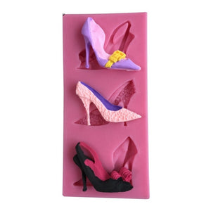 Molde De Silicona Tacon Molde Zapato Molde Fondant 3 Tacones Rosa