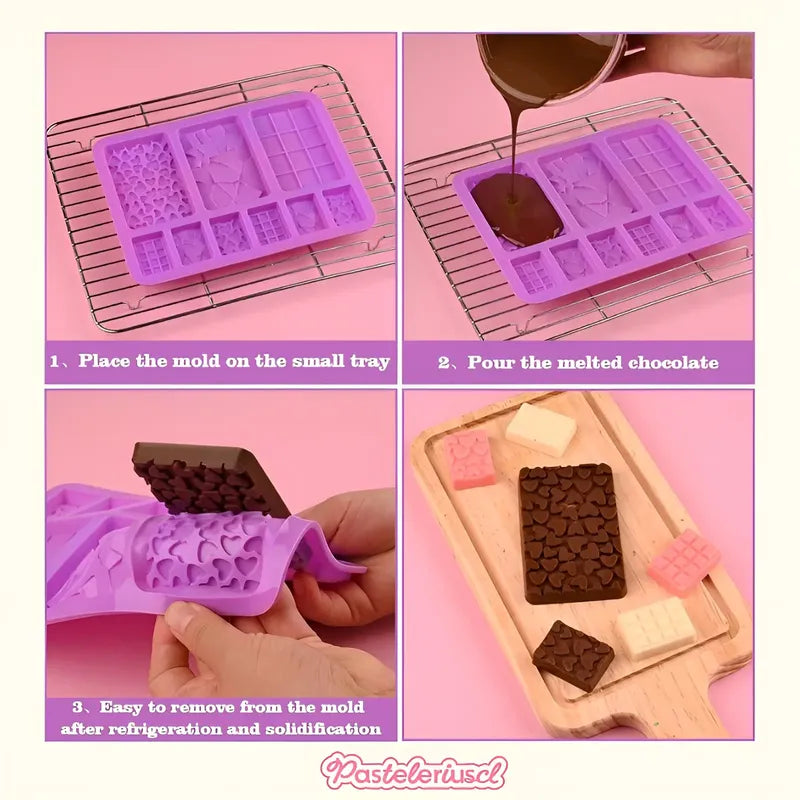 X2 Moldes De Chocolate Moldes Barra De Chocolate Silicona B9 Bordó