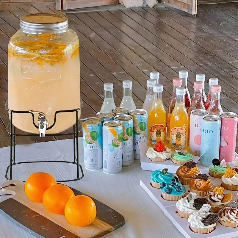Dispensador Bebidas Con Atril Dispensador De Jugos Jarra 4l Color Transparente / Dispensador Cuadrado 4l