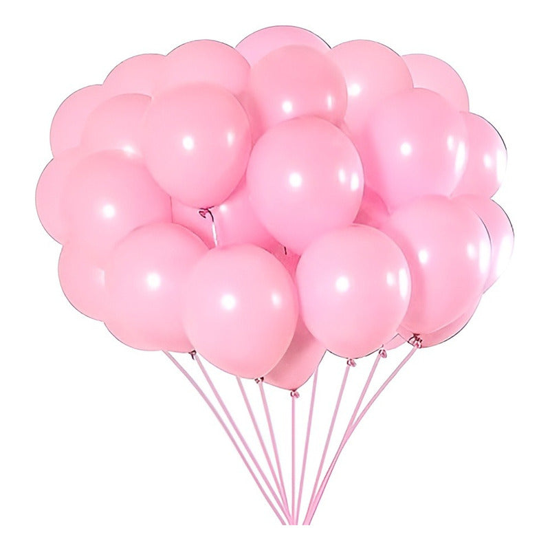 Pack 50 Set De Cumpleaños Globos Cumpleaños Globo Metalizado Rosado 25 Cm Redondo