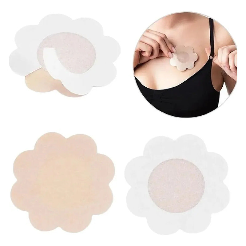 Pack X20 Cubre Pezón Pezoneras Parches Pezoneras Adhesivas Beige Flor Unica