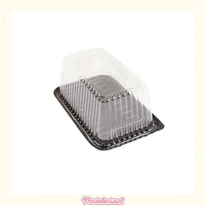 70 Bandejas Para Tortas Porta Brazo De Reina 28x17x11cm Base Y Cúpula Para Rollo Suizo Envase Cúpula Plástica Bandeja... Negro