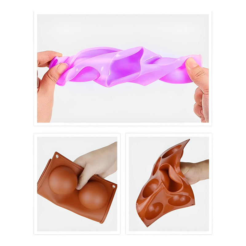 Set X4 Molde Silicona Reposteria Molde De Silicona Esfera Multicolor / Molde Semi Esfera 6cav