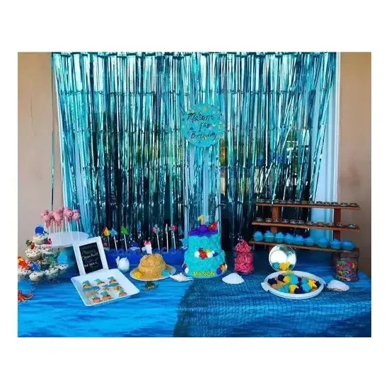 Guirnalda Papel Metalizado Azul Claro 2m Pastelería Cl Decoracion Fiesta