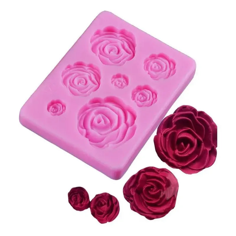 Molde De Silicona Molde Rosas Molde Fondant Rosas 7 Cavid Rosa