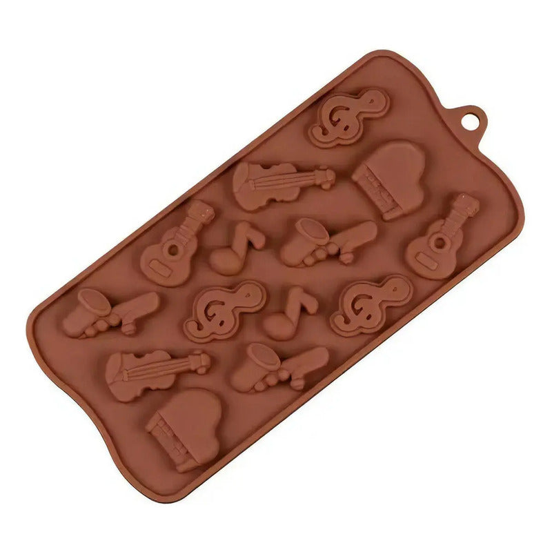 Moldes De Chocolate Moldes Silicona Chocolate Instrumentos Moldes De Silicona Flexibles Instrumentos Musicales Para... Marrón