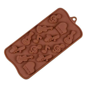 Moldes De Chocolate Moldes Silicona Chocolate Instrumentos Moldes De Silicona Flexibles Instrumentos Musicales Para... Marrón