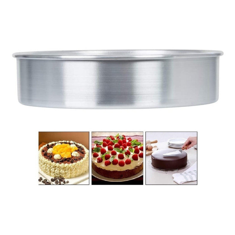 Moldes De Aluminio Para Tortas Molde Queque Molde Torta 30cm Plateado