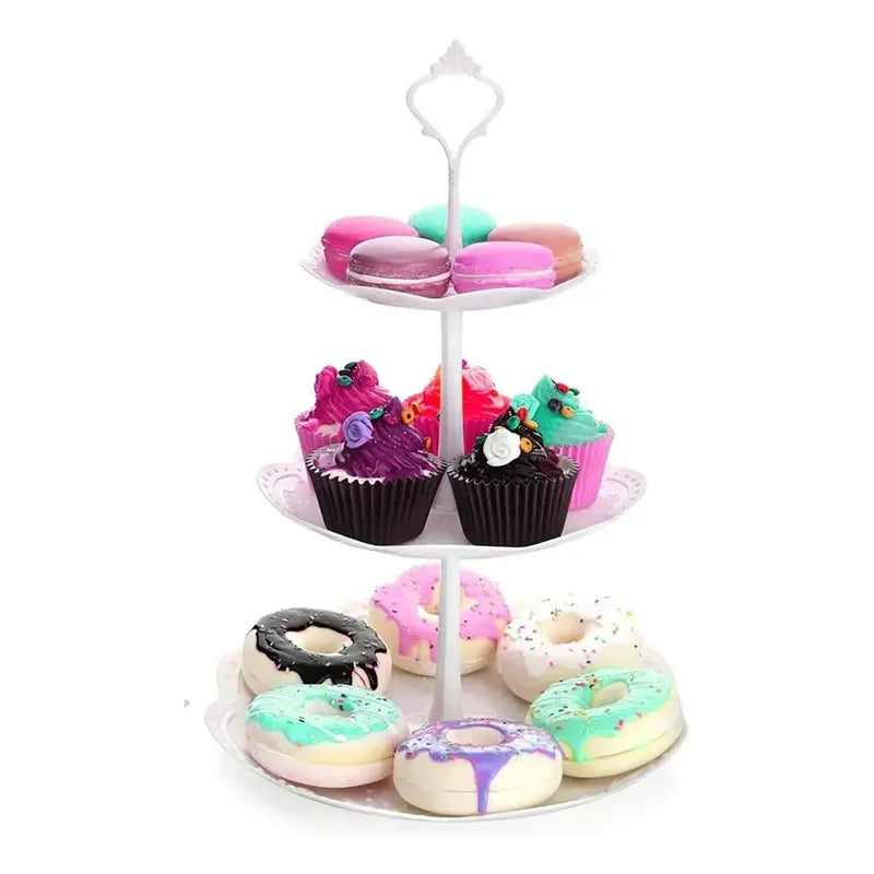 Porta Torta Porta Cupcakes Porta Cupcake Redondo 3 Niveles Blanco