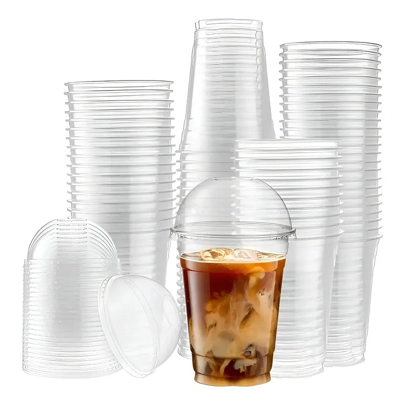 200 Vaso Desechable Plastico Vaso Con Tapa Domo Con Hoyo 16oz Vasos Plasticos Desechables Vasos Para Bebidas Juego De Vasos Descartables Vasos Grande Vasos Plásticos Pasteleriuscl Trasparente
