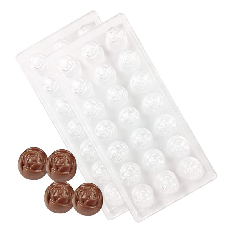 Pack X2 Molde Chocolate Acrilico Molde De Chocolate Rosas Transparente