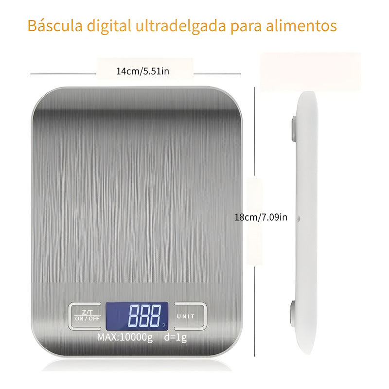 Balanza Digital Multiuso Pesa Digital Bascula Digital 299 Plateado 5 Kg