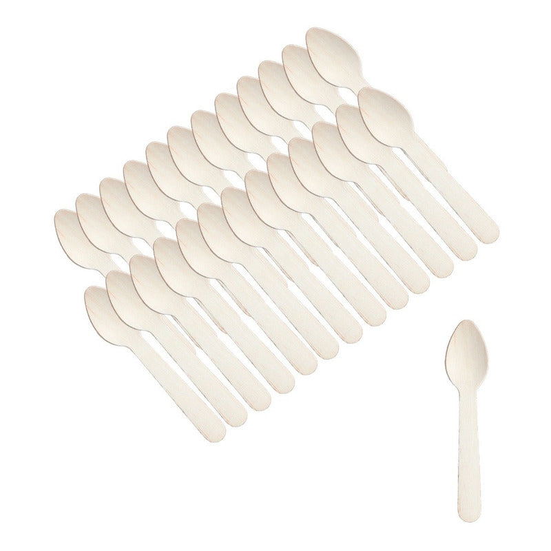 X100 Cucharas Postres Cucharas Desechables Cucharas Helado Madera Desechable