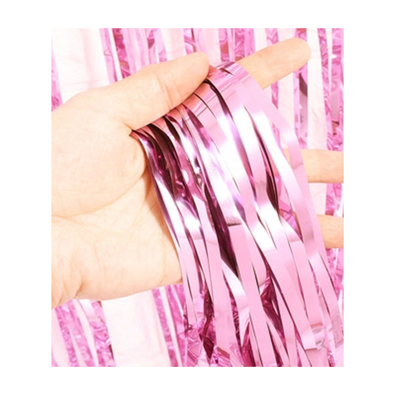 X2 Guirnalda Cortina Metálicas Cortina De Cumpleaños Rosado Rectangular