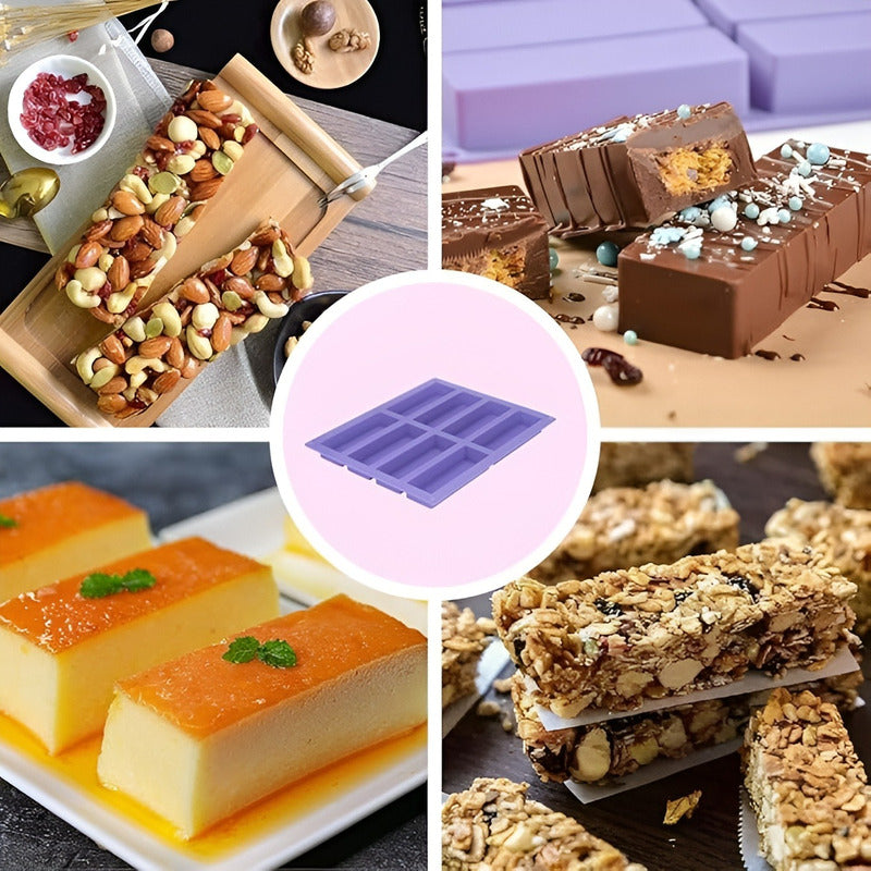 4 Moldes Para Chocolate Molde Silicona Reposteria Barra 8cav Multicolor