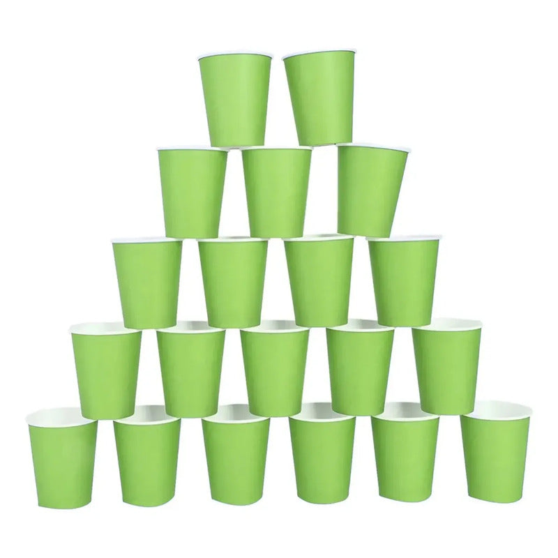 Pack X10 Vasos Desechables Vasos De Cumpleaños Verde 250ml Verde Manzana 1651