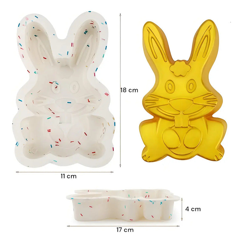 Set 2 Molde Conejo De Pascua Molde Silicona Molde Chocolate Molde De Silicona Para Pastel De Conejo De Pascua Decoración De Pasteles De Conejo Molde De Conejo Grande 3d Pasteleriuscl Blanco