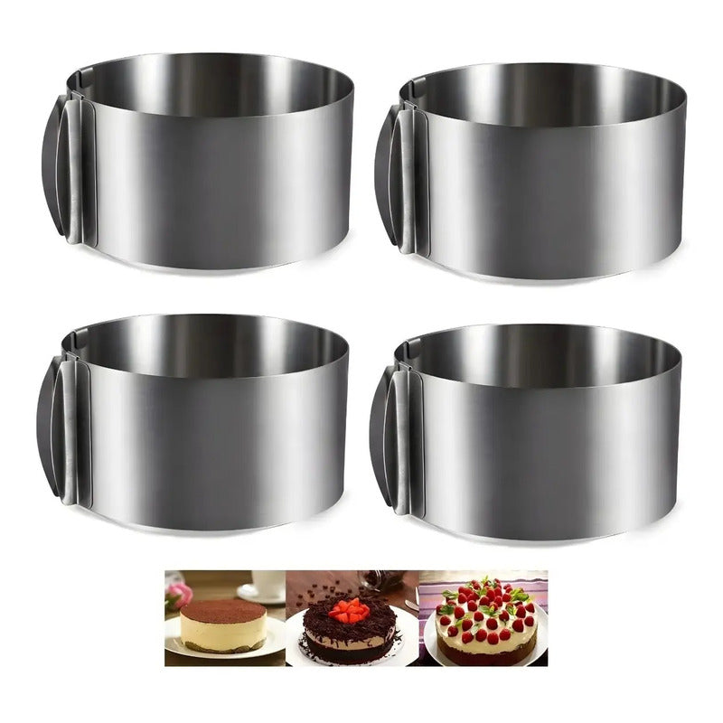 X4 Molde De Torta Molde Para Torta Anillo Redondo Ajustable  Gris Claro