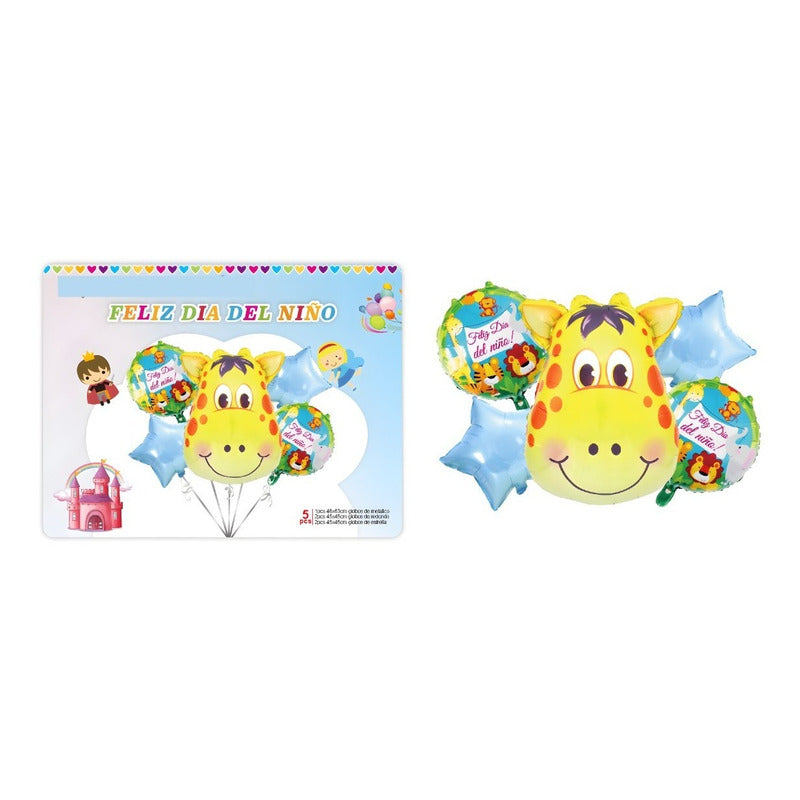 Globos Dia Del Niño Globos Metalizados Globo Globo Metalico Pack X5 Jirafa 0186