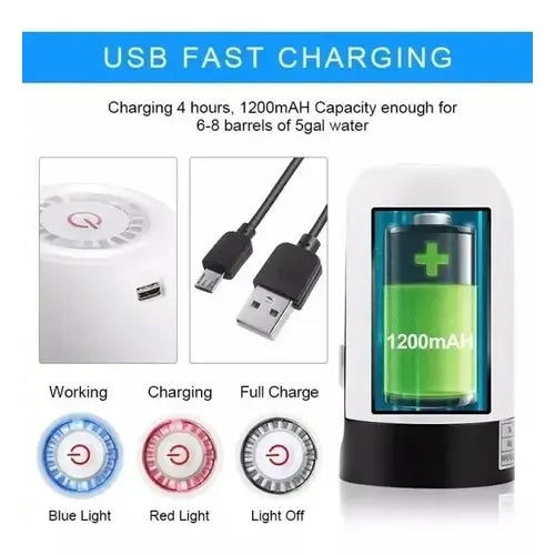 Bomba Dispensador Usb Agua Electrónico Recargable Botellón Dispensador De Agua Sobre Mesa Bombas Para Bidones... Negro