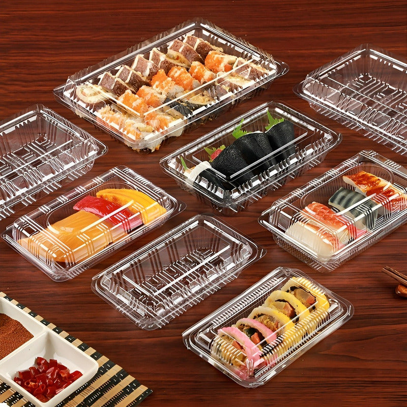 140 Bandejas Plastica Para Sushi Envase Transparente 3 Rolls Transparente/ Envase Para Sushi 3 Rolls
