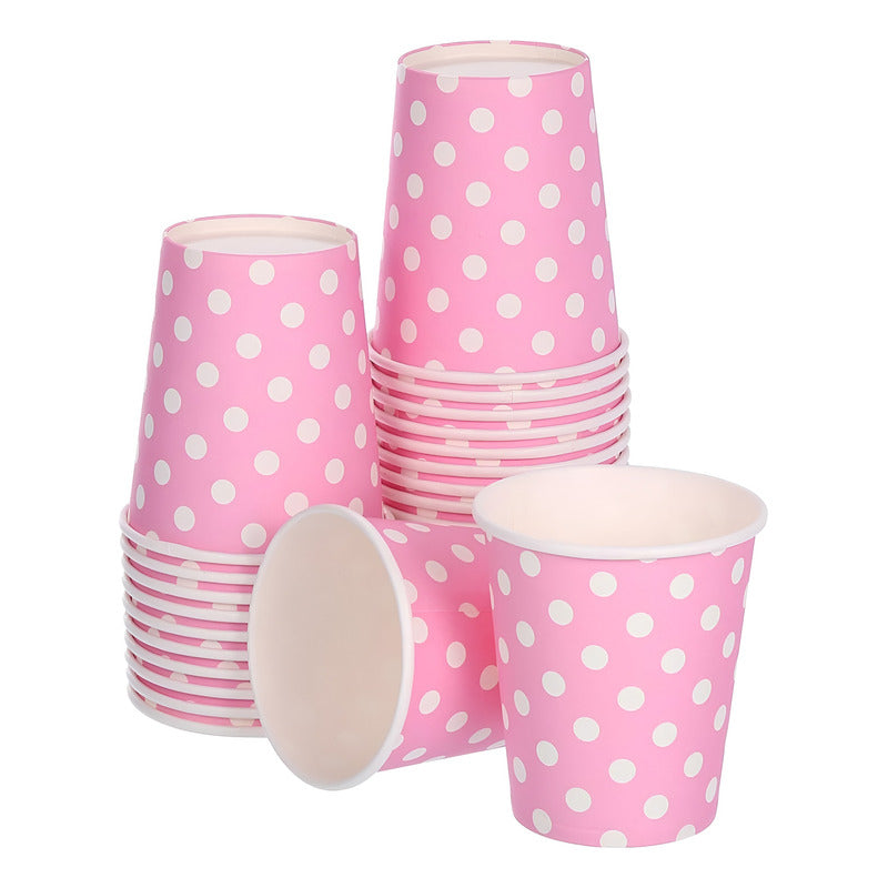 10 Vasos Descartables Vaso De Papel Suministros Fiesta 250ml Rosa
