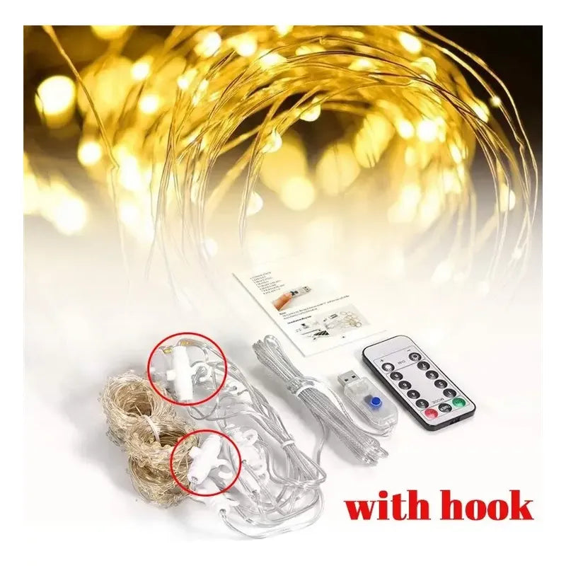 Cortina De Luces Led Cortina Luces Luces Navidad Led Control Calida 0989ww