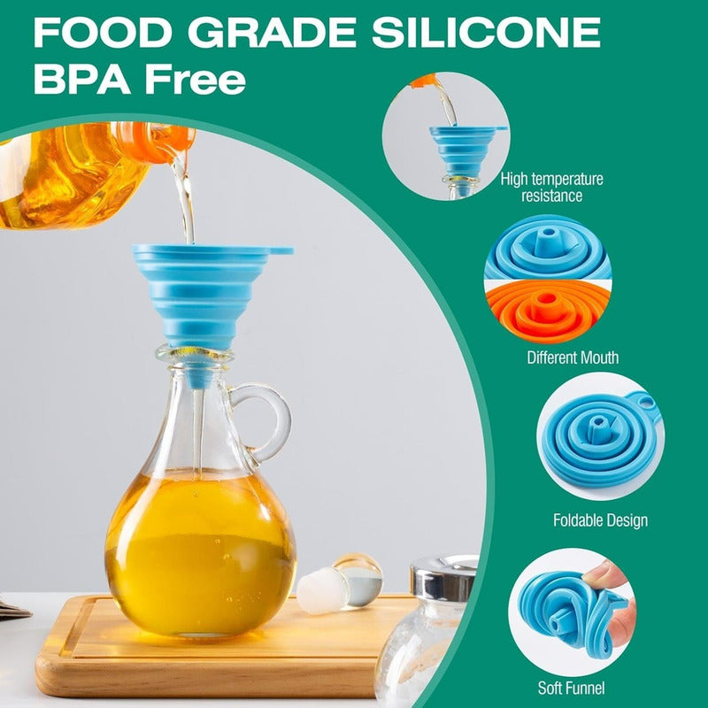Pack X10 Embudo Plastico Embudo De Silicona Plegable Embudo