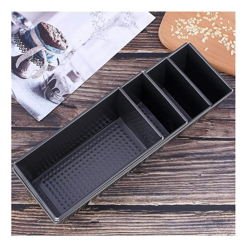 4 Molde Pan Molde Para Pan De Molde Rectangular Queque 30cm Gris Claro