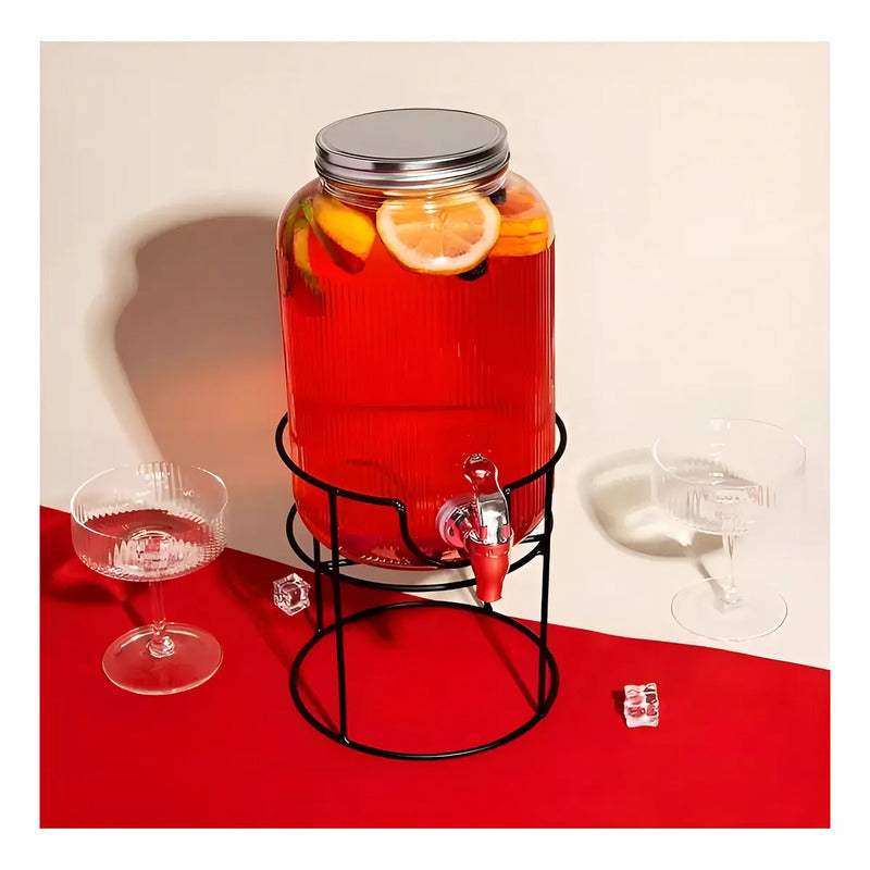 Dispensador De Vidrio Para Jugos Y Bebidas Con Atril 3.8 L