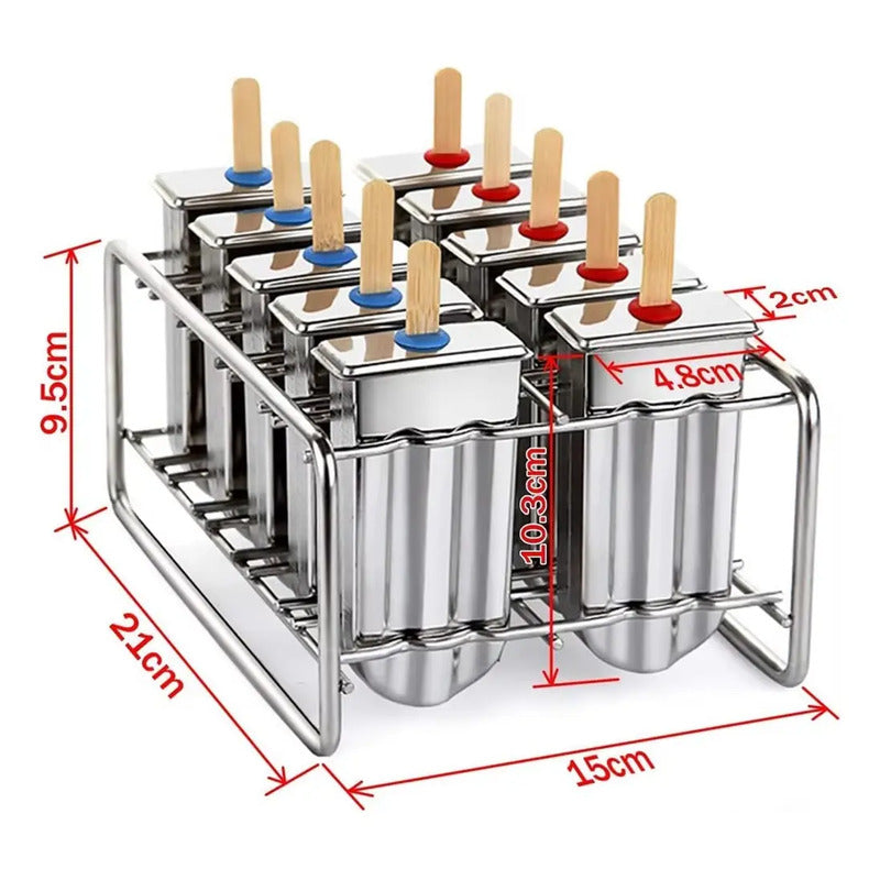 Molde Helados Moldes Reposteria Molde Helado Paletas 10cav Moldes Helados Utensilios Reposteria Moldes De Acero... Plateado