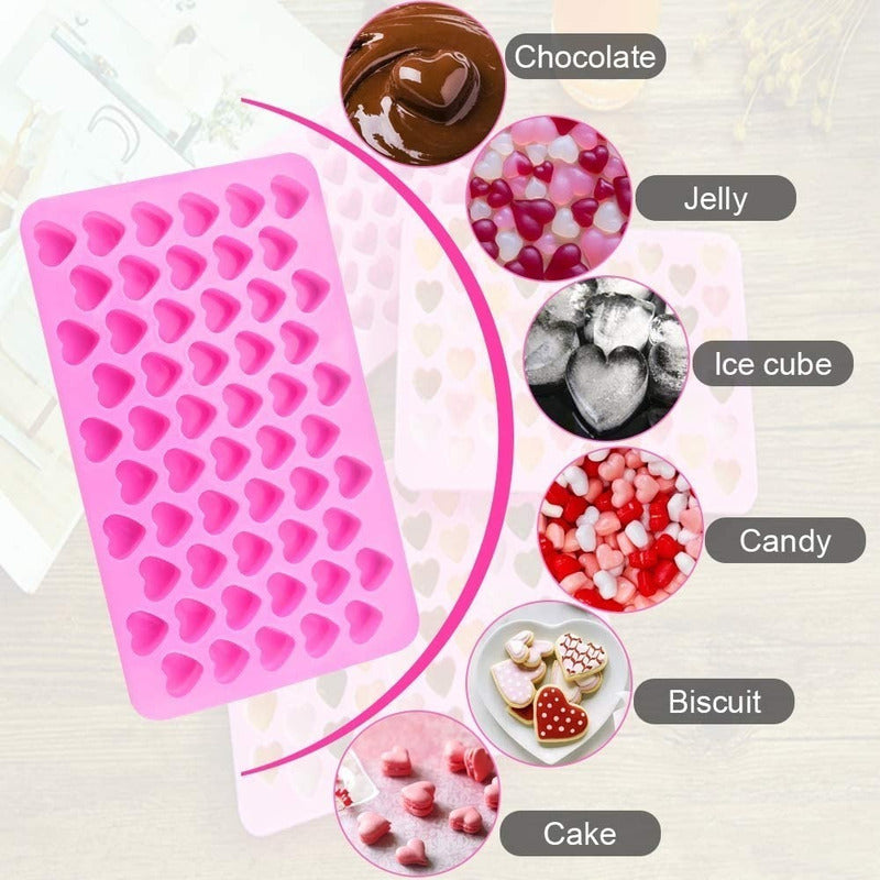 Molde Silicona Moldes Silicona Reposteria Gomita 55 Corazon Rosa