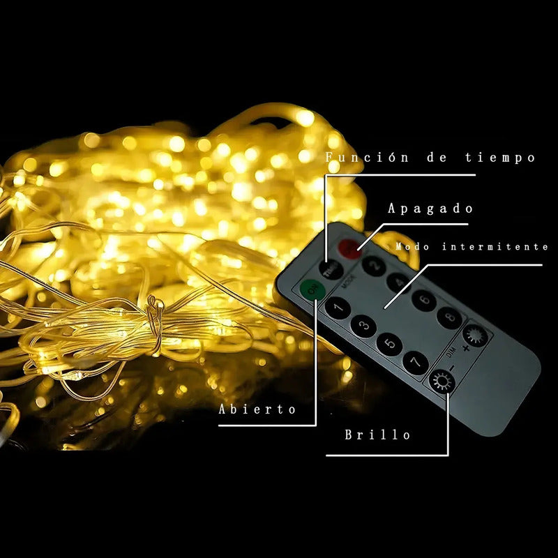 Cortina De Luces Luces Decorativas Guirnaldas Led Cortina Led Luces De Navidad Cortina Led Luces Adorno Navidad Exterior... Amarillo