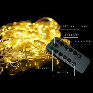 Cortina De Luces Luces Decorativas Guirnaldas Led Cortina Led Luces De Navidad Cortina Led Luces Adorno Navidad Exterior... Amarillo