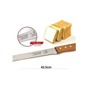 Cuchillo De Sierra Pasteleriuscl Para Pan Y Tortas De Acero Inoxidable Con Mango De Madera Gris Marron