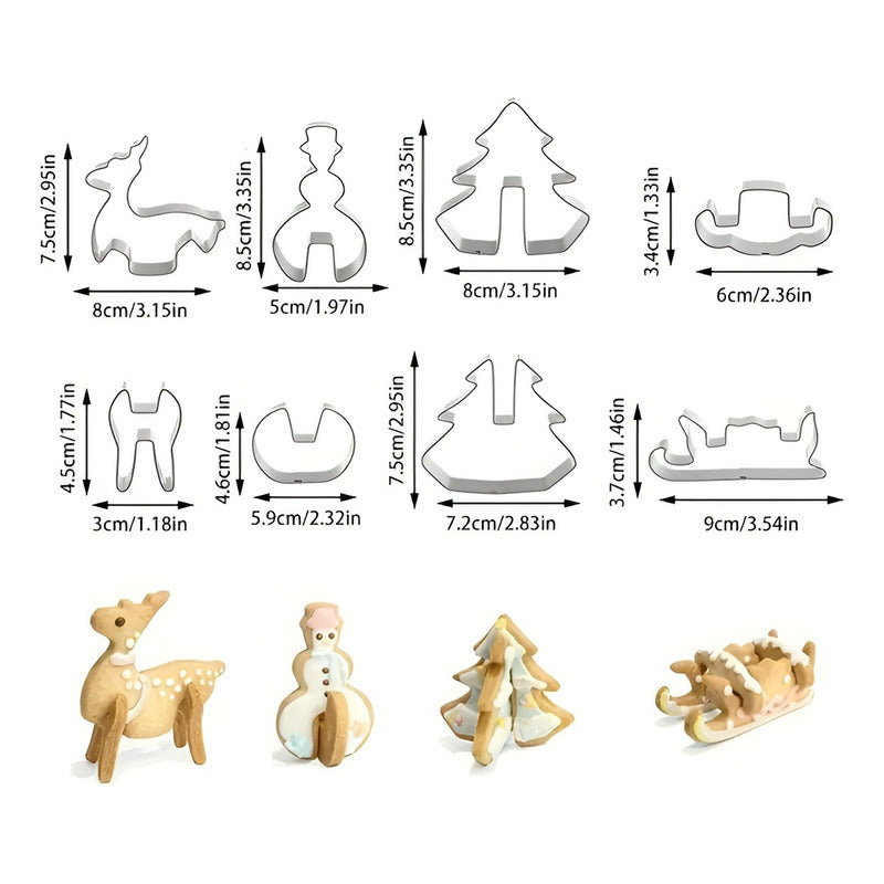 Moldes De Galletas Cortadores De Galletas Navidad Figuras 3d Plateado