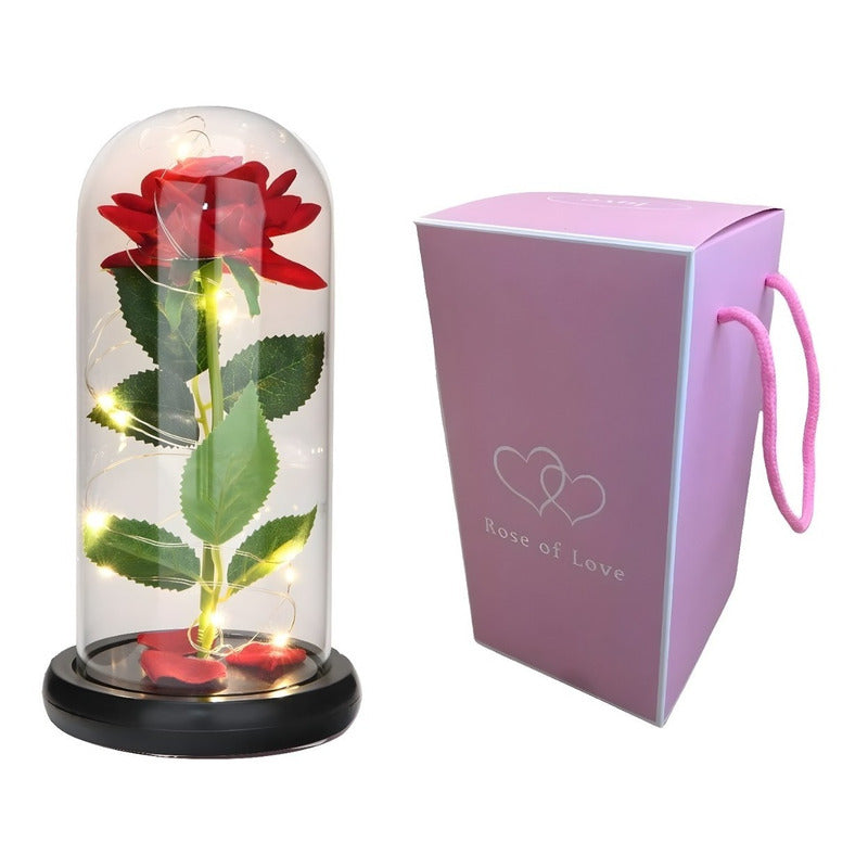 Rosa Eterna Rosas Eternas Rosa Preservada Led San Valentin Rojo Rosa Roja De Madera- Led