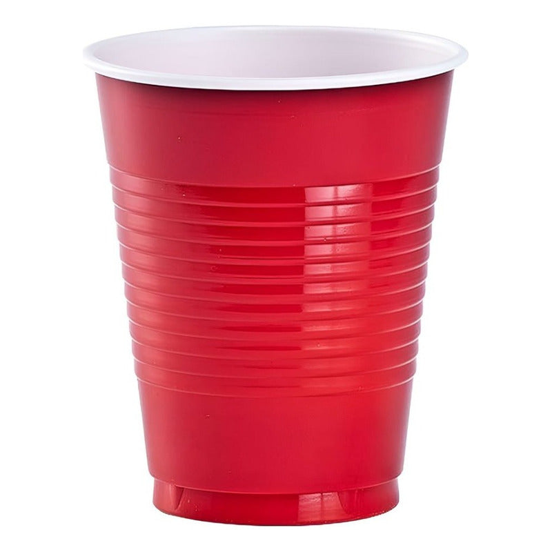 50 Vasos Plasticos Vaso Desechable Grande Bicolor 16oz/473ml Rojo